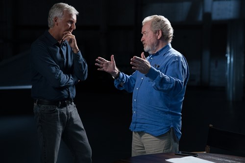 James Cameron listening during an interview