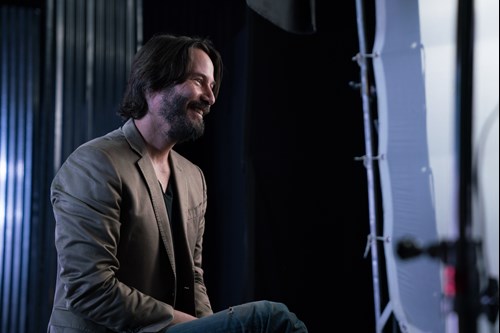 Cameron interviewing Keanu Reeves