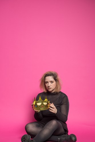 Celeste Felsheim and her crown at MoPOP's Sound Off!